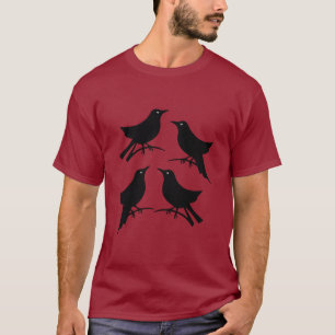 Four Calling Birds Retro Mid-Century Cut-Out 8 T-Shirt