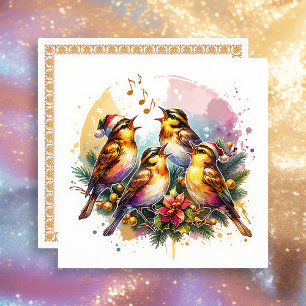Four Calling Birds   Twelve Days of Christmas Holiday Card