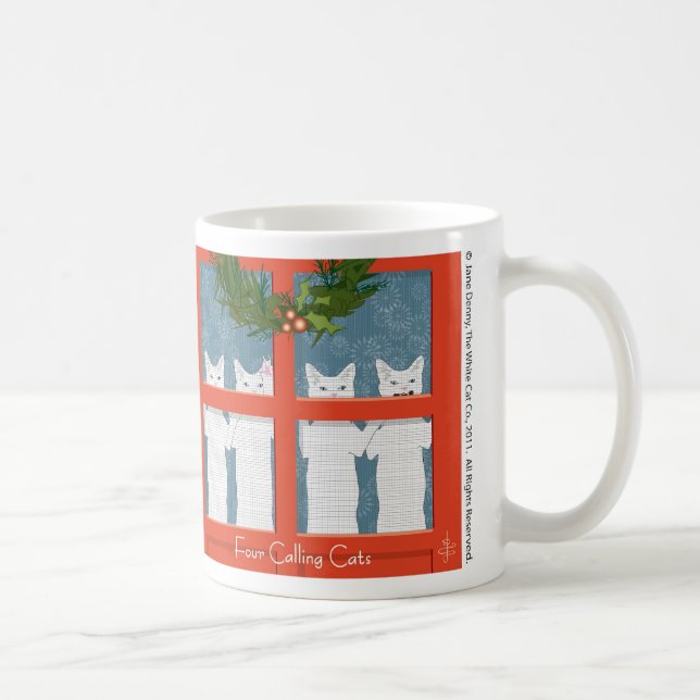 Four Calling Cats... Holiday Coffee Mug (Right)