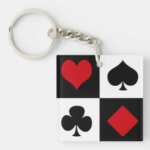 Four card suits key ring