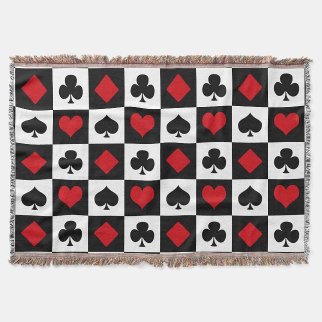 Four card suits throw blanket (Front)