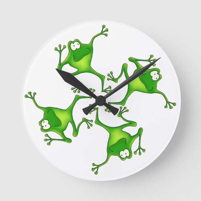 Four Cartoon Frogs Clock (Front)