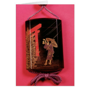 Four case inro depicting a man sheltering