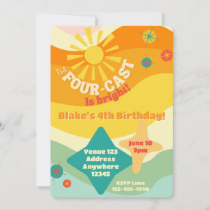 Four-Cast is Bright, Colourful Sun Birthday Invitation