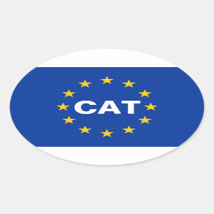 FOUR Catalonia "CAT" European Union Flag Oval Sticker
