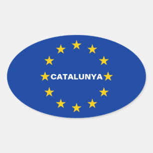 FOUR Catalonia "Catalunya" European Union Flag Oval Sticker