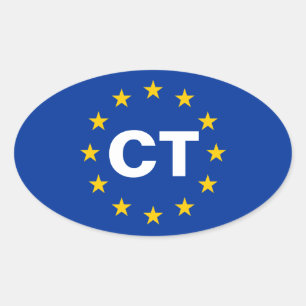 FOUR Catalonia "CT" European Union Flag Oval Sticker