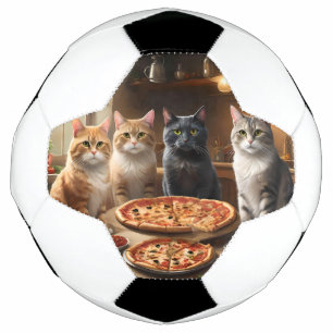 Four Cats For Cat Pizza Night, Soccer Ball