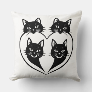 Four Cats One Heart – Cute Family Cat Love  Cushion