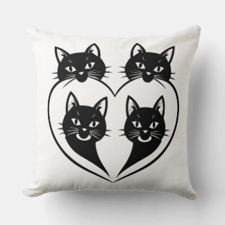 Four Cats One Heart – Cute Family Cat Love Cushion