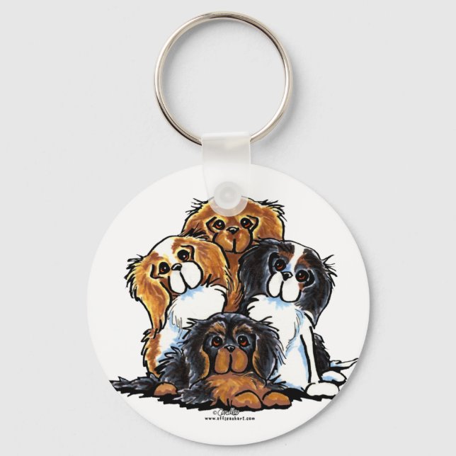 Four Cavalier King Charles Spaniels Key Ring (Front)