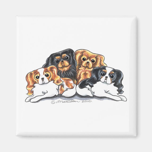 Four Cavalier King Charles Spaniels Magnet (Front)