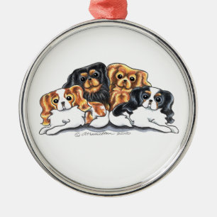 Four Cavalier King Charles Spaniels Metal Tree Decoration