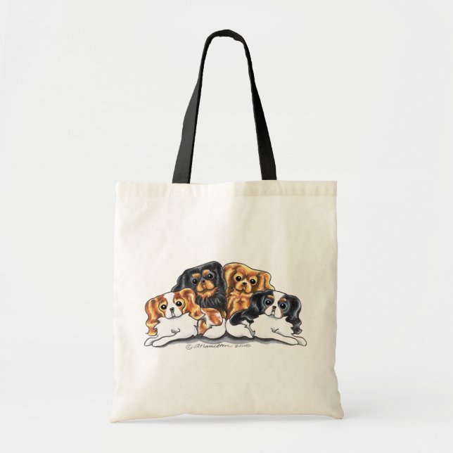 Four Cavalier King Charles Spaniels Tote Bag (Front)