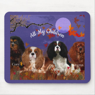 Four Cavalier Spaniels Autumn Night Mouse Pad