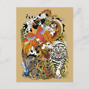 four celestial animals postcard