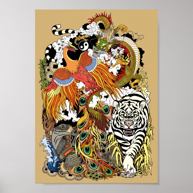 four celestial animals poster (Front)