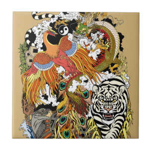 four celestial animals tile