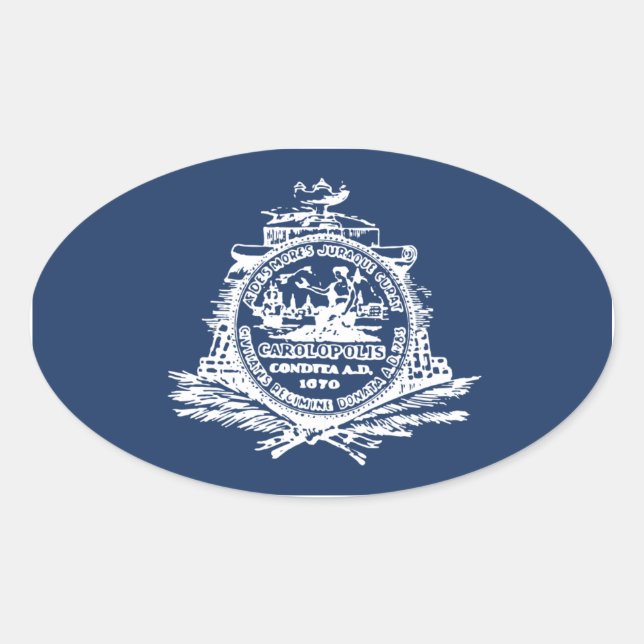 FOUR Charleston, SC Flag Oval Sticker (Front)