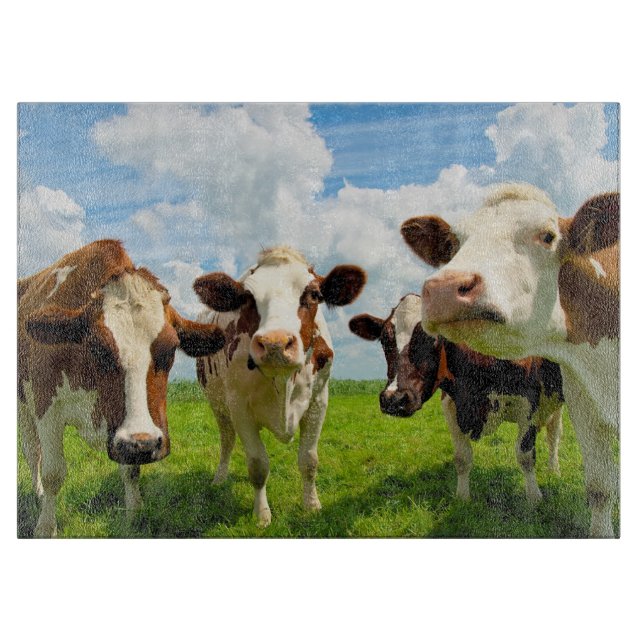 Four chatting cows cutting board (Front)