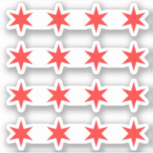 Four Chicago flag stars stickers