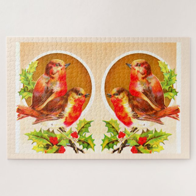 Four Christmas robins Jigsaw Puzzle (Horizontal)