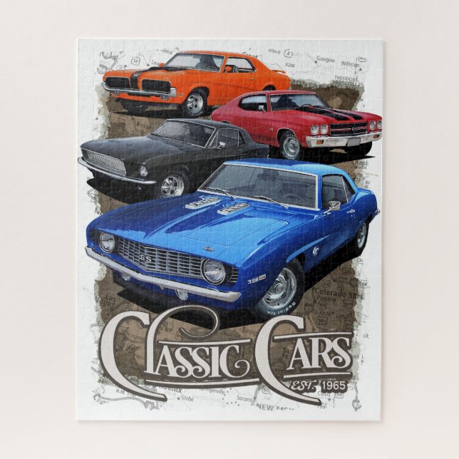 Four Classic Cars Jigsaw Puzzle (Vertical)