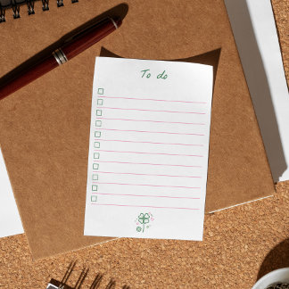 Four clover aesthetic to do list post-it notes