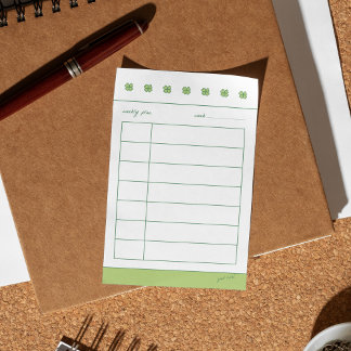 Four clover lucky weekly plans post-it notes