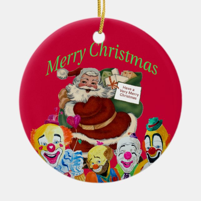 Four Clowns Santa Christmas Ornament (Front)