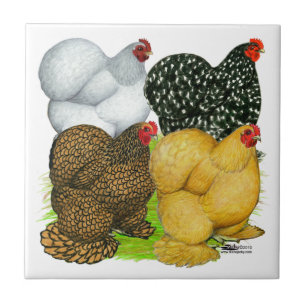 Four Cochin Hens Ceramic Tile