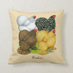 Four Cochin Hens Cushion