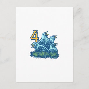 Four Colly Birds Postcard