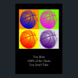 Four Color Pop Art Motivational Quote Poster<br><div class="desc">I Love This Game. Popular Sports - Basketball Game Ball Image.</div>