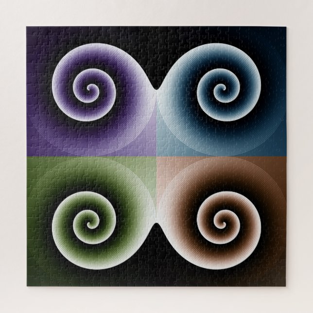 Four Color Spiral Abstract Art Jigsaw Puzzle (Vertical)