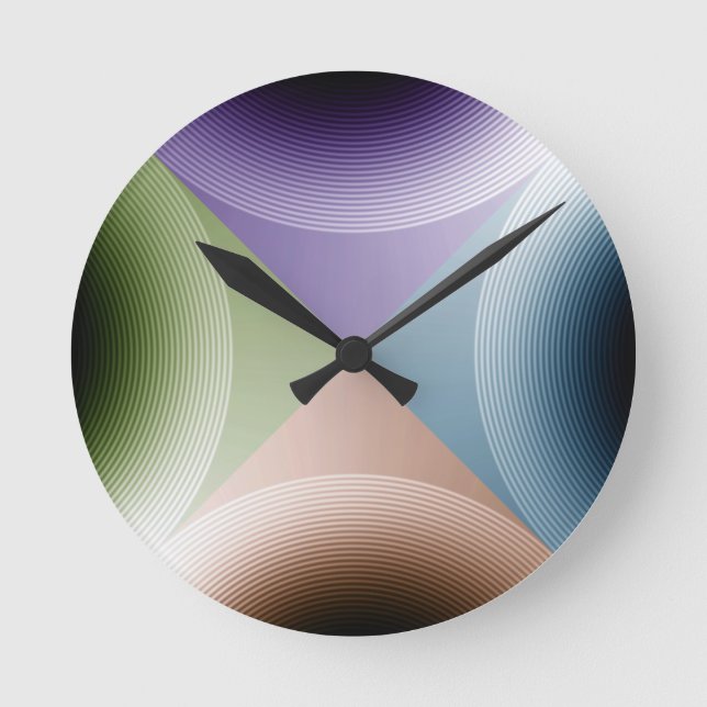 Four Color Spiral Art Round Clock (Front)