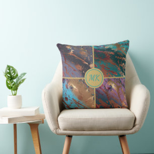 Four Colour Block Monogrammed Cushion