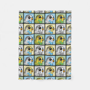 Four Colour Budgies Fleece Blanket
