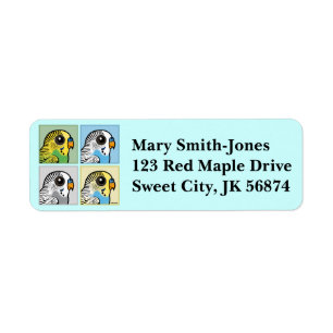 Four Colour Budgies Return Address Label
