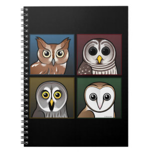 Four Colour Owls (dark) Notebook