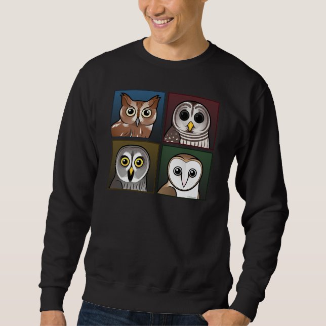 Four Colour Owls (dark) Sweatshirt (Front)