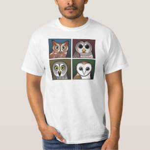 Four Colour Owls (dark) T-Shirt