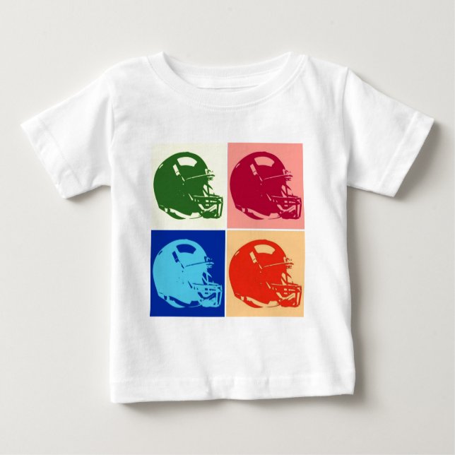 Four Colour Pop Art Football Helmet Baby T-Shirt (Front)