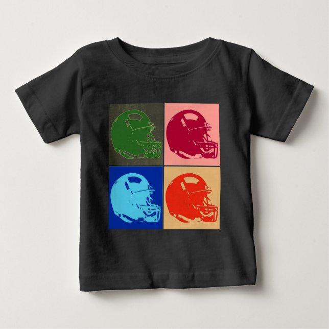 Four Colour Pop Art Football Helmet Baby T-Shirt (Front)