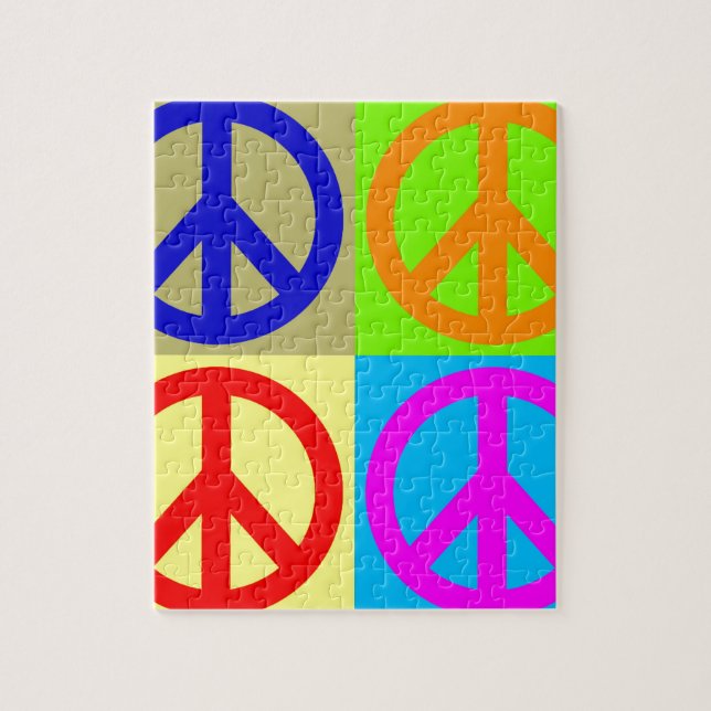 Four Colour Pop Art Peace Sign Jigsaw Puzzle (Vertical)