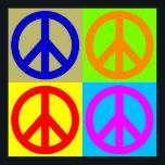 Four Colour Pop Art Peace Sign Poster<br><div class="desc">Popular and Historical Symbols - Peace Sign Symbol Digital Pop Art Work</div>