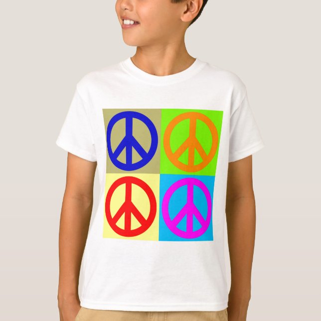 Four Colour Pop Art Peace Sign T-Shirt (Front)
