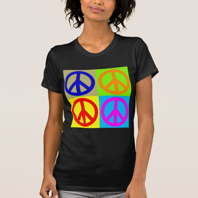 Four Colour Pop Art Peace Sign T-Shirt (Front)