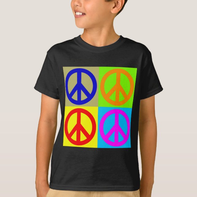 Four Colour Pop Art Peace Sign T-Shirt (Front)