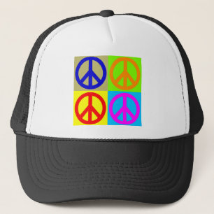 Four Colour Pop Art Peace Sign Trucker Hat